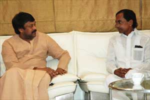 KCR with Chiranjeevi KCR with Chiranjeevi