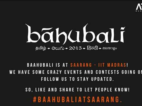 Baahubali participates in Saarang, IIT Madras's Prestigious Cultural Fest Baahubali participates in Saarang, IIT Madras's Prestigious Cultural Fest