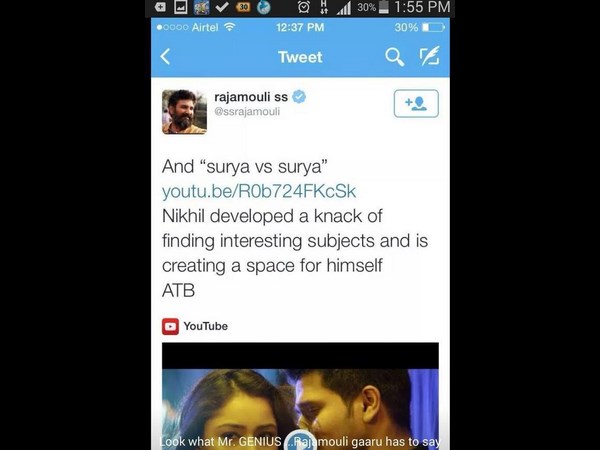 What has Rajamouli to say about Nikhil? What has Rajamouli to say about Nikhil?