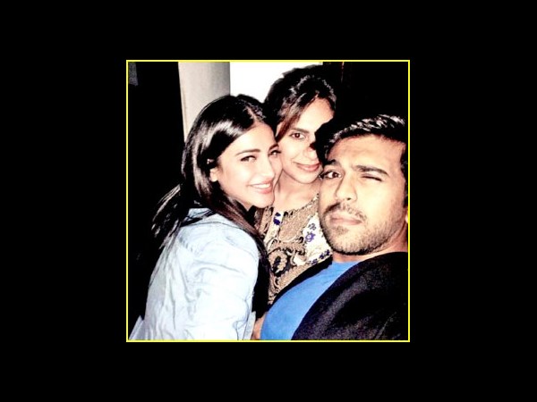 Photo: Ram Charan with Wife & Star Heroine Photo: Ram Charan with Wife & Star Heroine