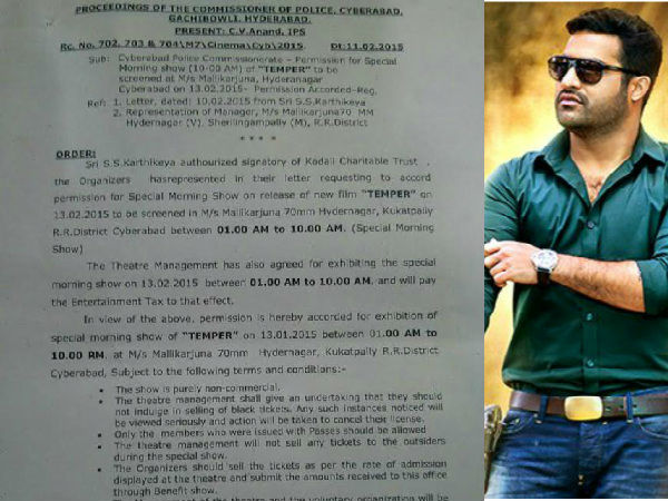 Police Clearance for Temper's First Show! Police Clearance for Temper's First Show!