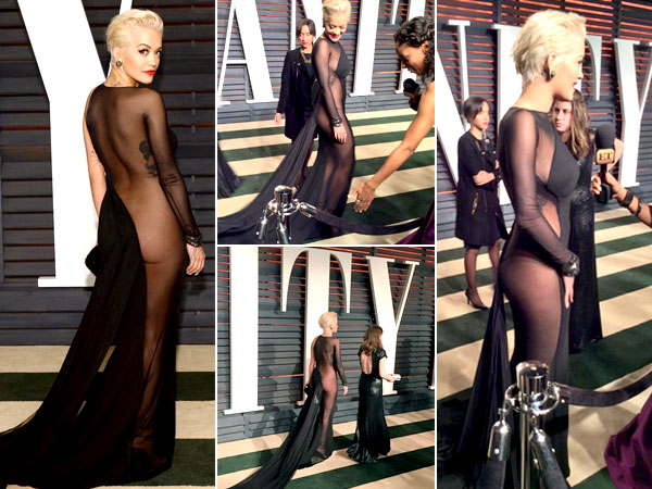 Rita Ora Shows Butt In Sheer Gown At Vanity Fair Oscar 2015 Party Rita Ora Shows Butt In Sheer Gown At Vanity Fair Oscar 2015 Party
