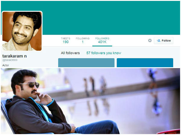 4 Lakh Followers Completed for Jr NTR 4 Lakh Followers Completed for Jr NTR