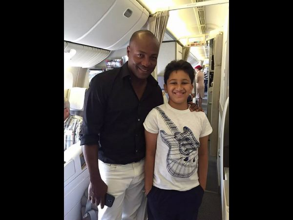 Mahesh's son Gautam meets Brian Lara Mahesh's son Gautam meets Brian Lara