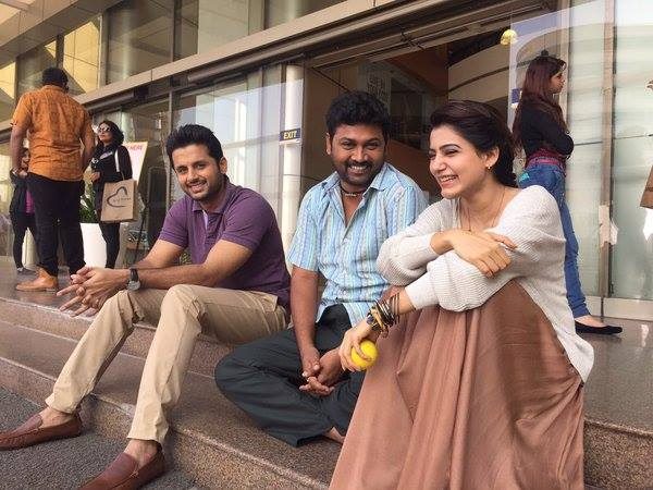 Nitin and Samantha at A..Aa shooting Nitin and Samantha at A..Aa shooting