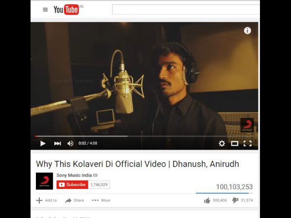 'Kolaveri Di' surpasses 100 million views on Youtube 'Kolaveri Di' surpasses 100 million views on Youtube