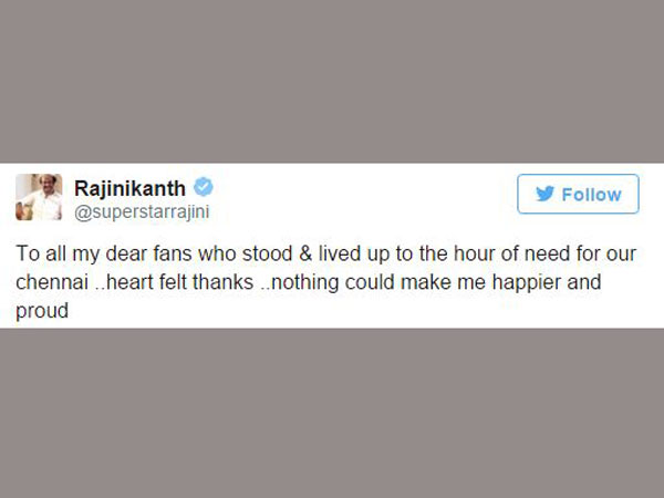 Rajinikanth Thanks Fans For Helping Chennai Rajinikanth Thanks Fans For Helping Chennai