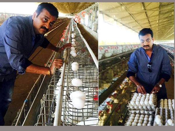 Producer Bandla Ganesh picking eggs Producer Bandla Ganesh picking eggs