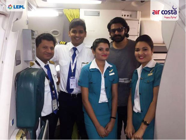 Prabhas Photo with Air Costa captains Prabhas Photo with Air Costa captains