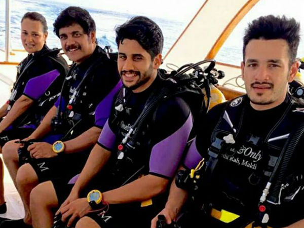 Nagarjuna and Akhil, Naga Chaitanya Caught in Maldives Nagarjuna and Akhil, Naga Chaitanya Caught in Maldives