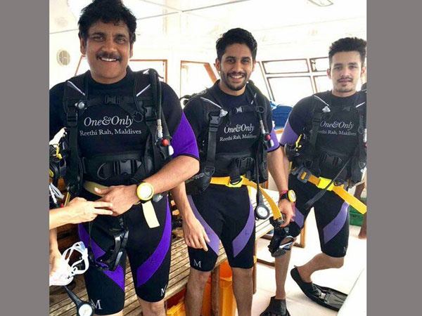 Nagarjuna and Akhil, Naga Chaitanya Caught in Maldives Nagarjuna and Akhil, Naga Chaitanya Caught in Maldives