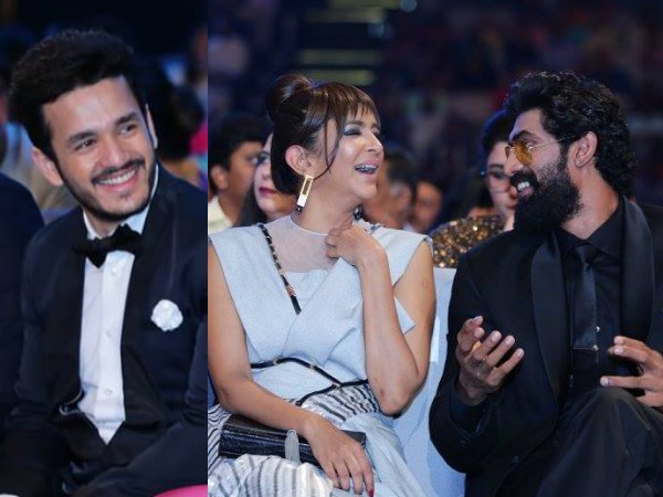 Akhil gets ragged by Rana on stage at SIIMA Awards Akhil gets ragged by Rana on stage at SIIMA Awards