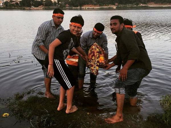 Mahesh Babu's Son Gautam Immersed Ganesh Mahesh Babu's Son Gautam Immersed Ganesh