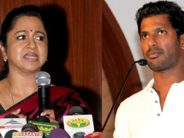Raadika Lashes Out At Vishal & Karthi For Suspending Sarathkumar Raadika Lashes Out At Vishal & Karthi For Suspending Sarathkumar