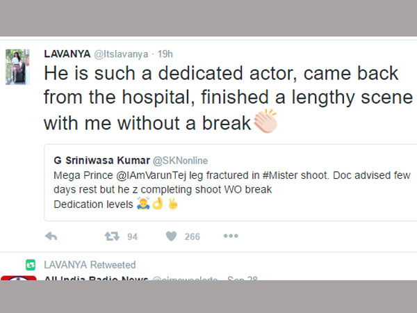 Varun tej came back to shoot with fractured leg Varun tej came back to shoot with fractured leg