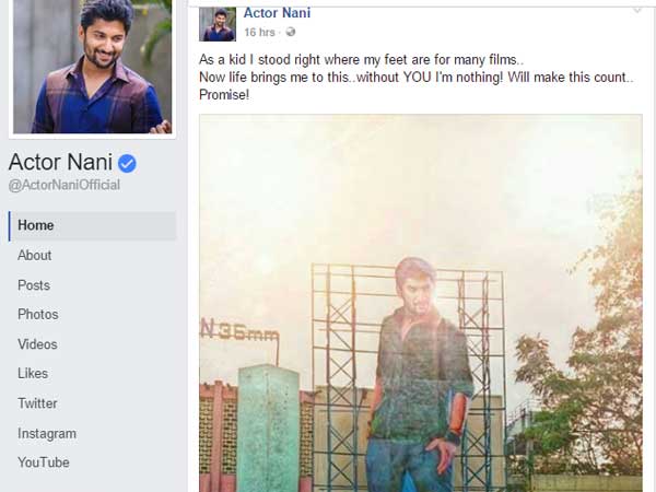 Nani posted in face book when he is a common man Nani posted in face book when he is a common man