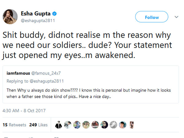ఘాటుగా రిప్లై ఇచ్చిన ఇషా
