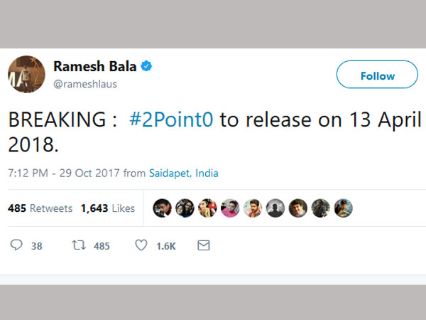 రోబో2.0 రిలీజ్ వాయిదా