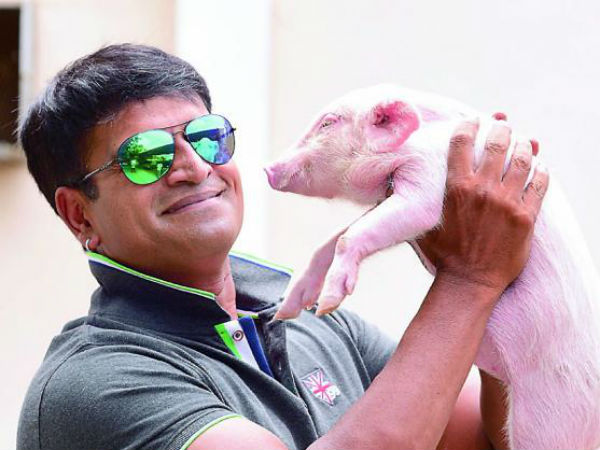 Ravi Babu fitness challenge with piglet Ravi Babu fitness challenge with piglet