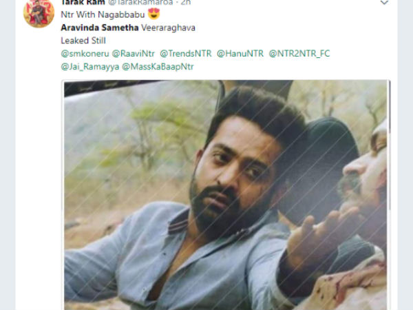 'అరవింద సమేత' స్టిల్ లీక్.. 100 కోట్లు పక్కా, గాయాలయతో ఎన్టీఆర్, నాగబాబు!