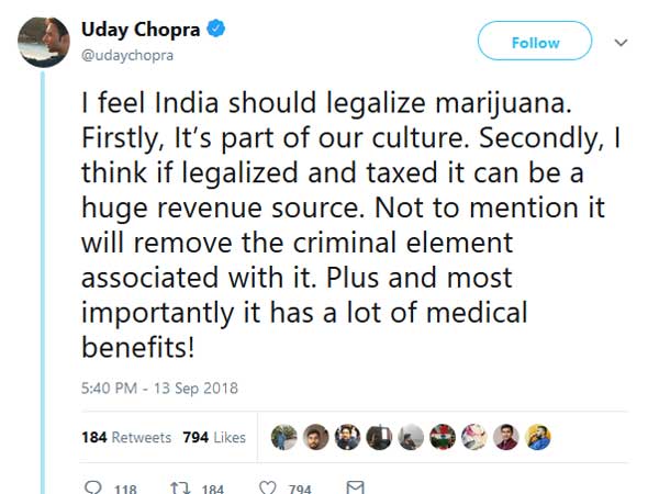 ఉదయ్ చోప్రా సంచలన ట్వీట్