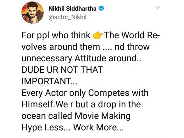 Hero Nikhil taken step back after targeting Vijay Deverakonda Hero Nikhil taken step back after targeting Vijay Deverakonda