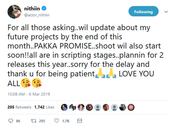 Young hero Nithiin about his future projects Young hero Nithiin about his future projects