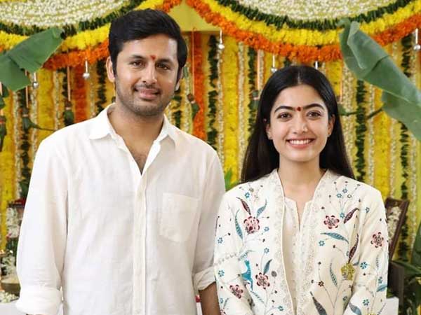 Nithiins Bheeshma movie launch Nithiins Bheeshma movie launch