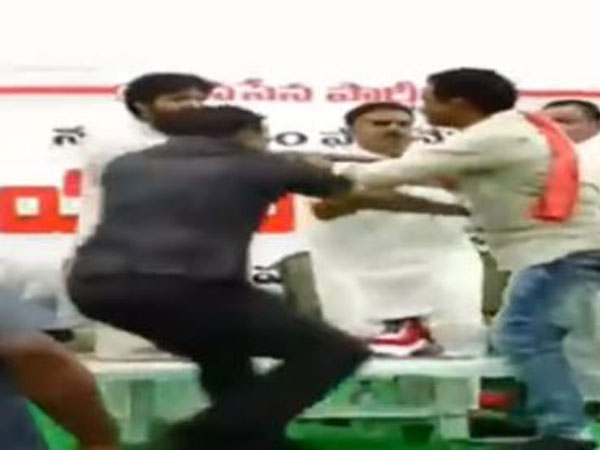 Pawan Kalyan fan Hulchal in Meeting Pawan Kalyan fan Hulchal in Meeting