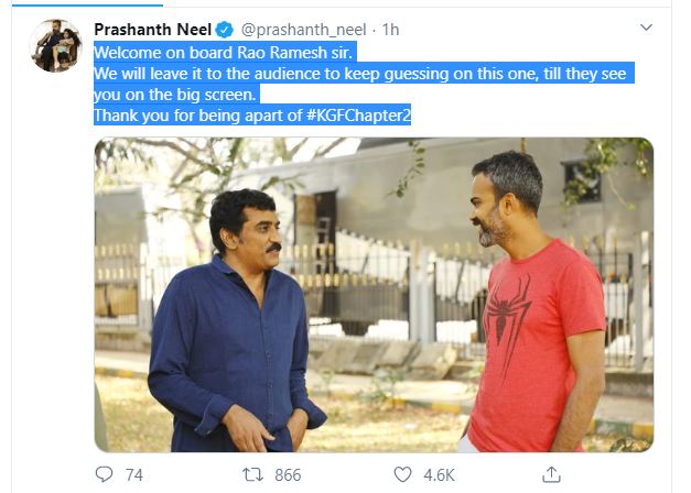 Versatile actor Rao Ramesh into KGF Chapter 2 Versatile actor Rao Ramesh into KGF Chapter 2