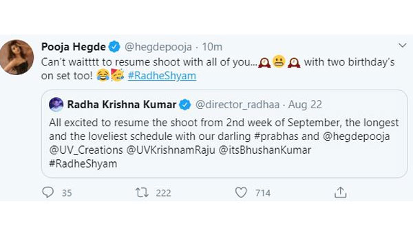 pooja Hegde is Looking forward to restart Radheshyam pooja Hegde is Looking forward to restart Radheshyam