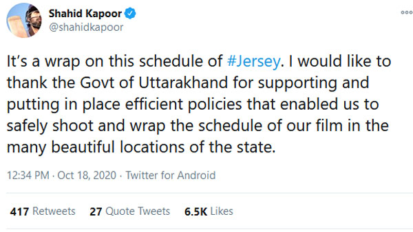 Shahid Kapoor Wrap Up Jersey Shooting Shahid Kapoor Wrap Up Jersey Shooting