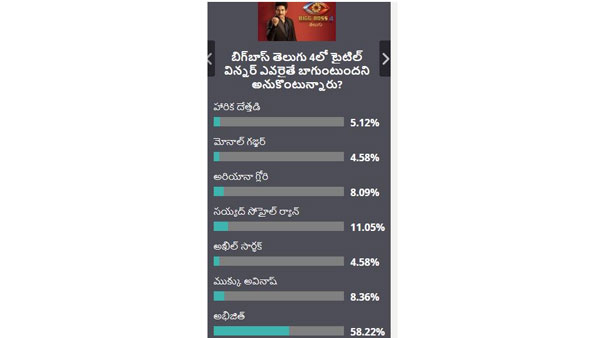 బిగ్ బాస్ టైటిల్ విన్నర్ పై సర్వే..