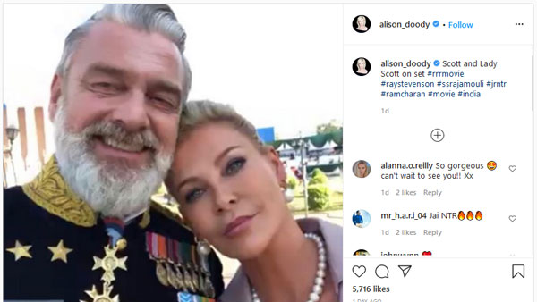 Alison Doody and Ray Stevenson Click A pic at RRR Set Alison Doody and Ray Stevenson Click A pic at RRR Set