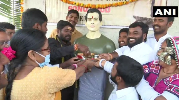 Dubba Tanda of Siddipet villagers built temple for Sonu Sood Dubba Tanda of Siddipet villagers built temple for Sonu Sood