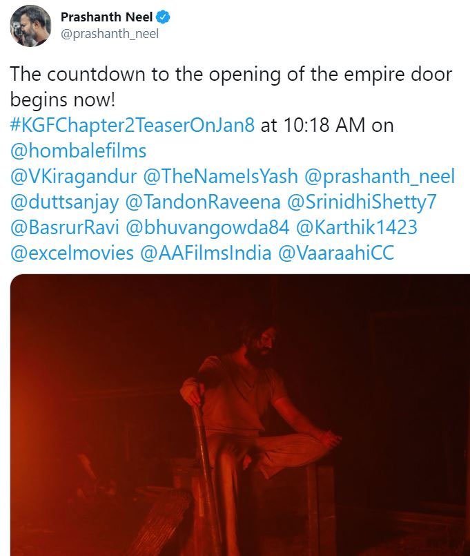 Prashanth Neel Tweet About KGF Chapter 2 Teaser Date Prashanth Neel Tweet About KGF Chapter 2 Teaser Date