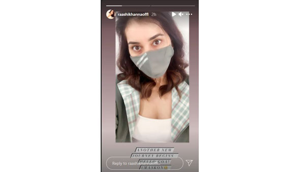 Raashi Khanna Off To Goa By Wearing Mask Raashi Khanna Off To Goa By Wearing Mask
