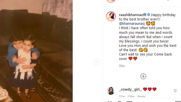 rashi khanna About her brother birthday rashi khanna About her brother birthday
