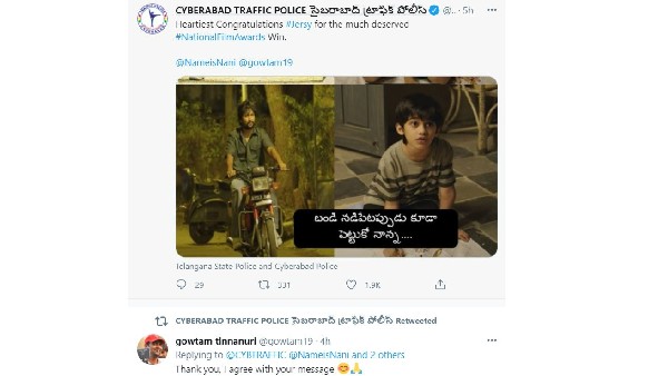 CYBERABAD TRAFFIC POLICE Wishes to Nani CYBERABAD TRAFFIC POLICE Wishes to Nani