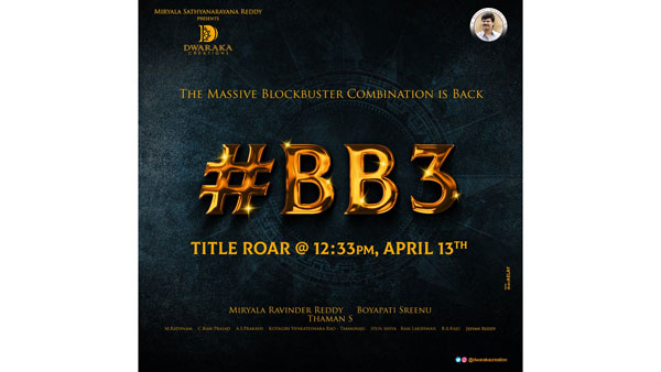 Nandamuri Balakrishna BB3 Title Roar at April 13th Nandamuri Balakrishna BB3 Title Roar at April 13th