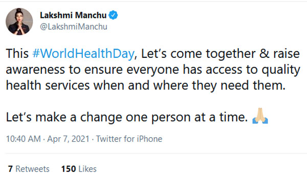 Nagarjuna and Manchu Lakshmi About World Health day Nagarjuna and Manchu Lakshmi About World Health day