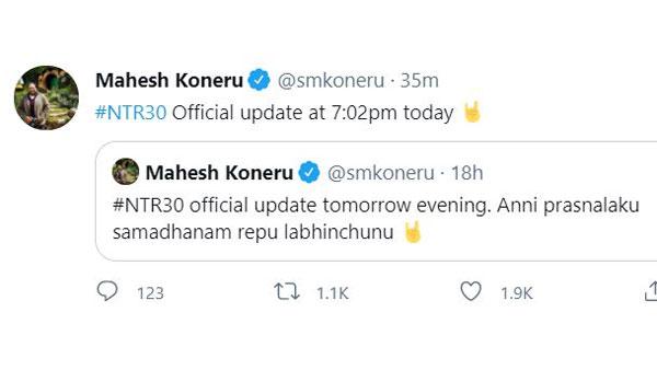ఎన్టీఆర్30 అప్డేట్.. హింటిచ్చిన నిర్మాత