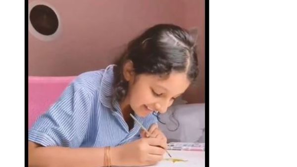 Mahesh babu daughter sitara ghattamaneni fathers day special painting Mahesh babu daughter sitara ghattamaneni fathers day special painting