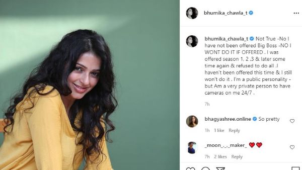Bhumika Chawla clarity on being a contestant in hindi Bigg Boss Bhumika Chawla clarity on being a contestant in hindi Bigg Boss