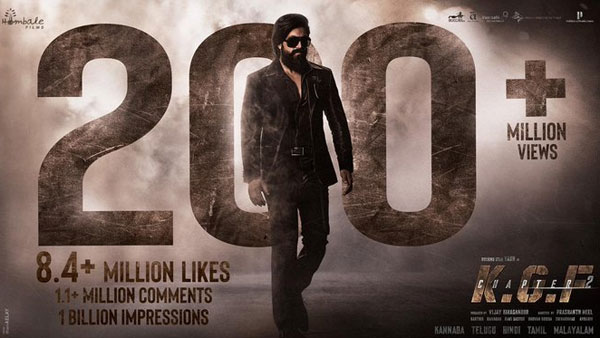 KGF Chapter 2 Teaser Gets 200 Million Views KGF Chapter 2 Teaser Gets 200 Million Views