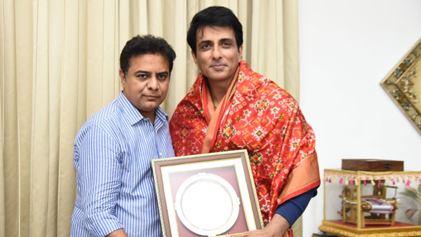 Real hero Sonu Sood met IT Minster KTR at pragathi bhavan Real hero Sonu Sood met IT Minster KTR at pragathi bhavan