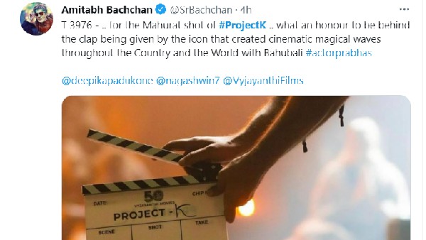 Prabhas clapped on Amitabh Bachchan for Nag Ashwins Project K Prabhas clapped on Amitabh Bachchan for Nag Ashwins Project K