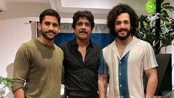 Akhil akkineni latest look with akkineni nagarjuna and naga chaitanya Akhil akkineni latest look with akkineni nagarjuna and naga chaitanya
