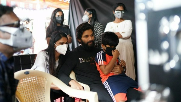 Allu arjun visits shakuntalam movie shooting location for allu arha Allu arjun visits shakuntalam movie shooting location for allu arha