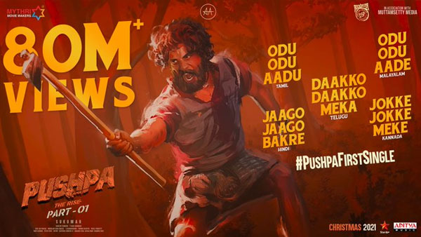Allu Arjuns Pushpa Daakko Daakko Meka Song Reach 80 Million Views Allu Arjuns Pushpa Daakko Daakko Meka Song Reach 80 Million Views